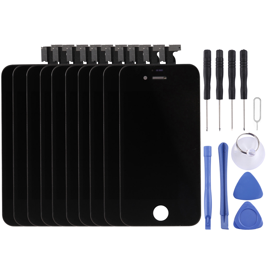 10 PCS Digitizer Assembly (LCD + Frame + Touch Pad) for iPhone 4(Black) - Shopkiz.com