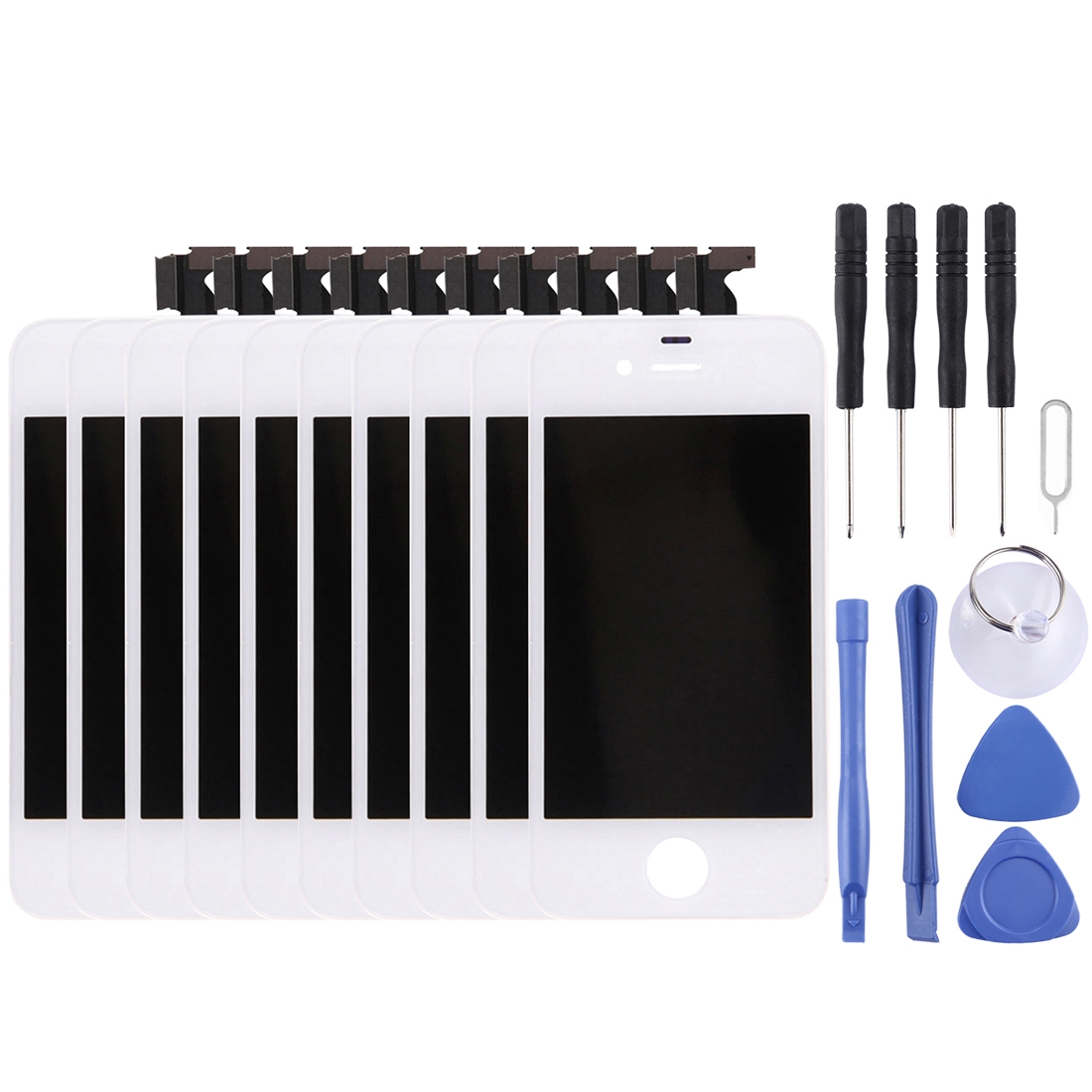 10 PCS Digitizer Assembly (LCD + Frame + Touch Pad) for iPhone 4(White) - Shopkiz.com