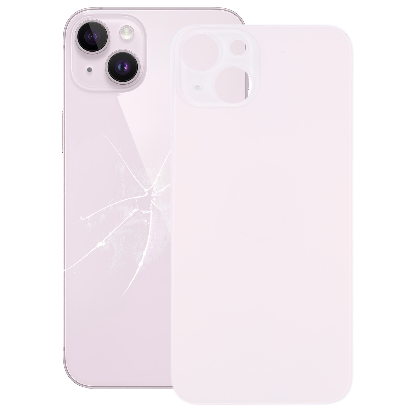 Easy Replacement Big Camera Hole Glass Back Battery Cover for iPhone 14(Pink) - Shopkiz.com