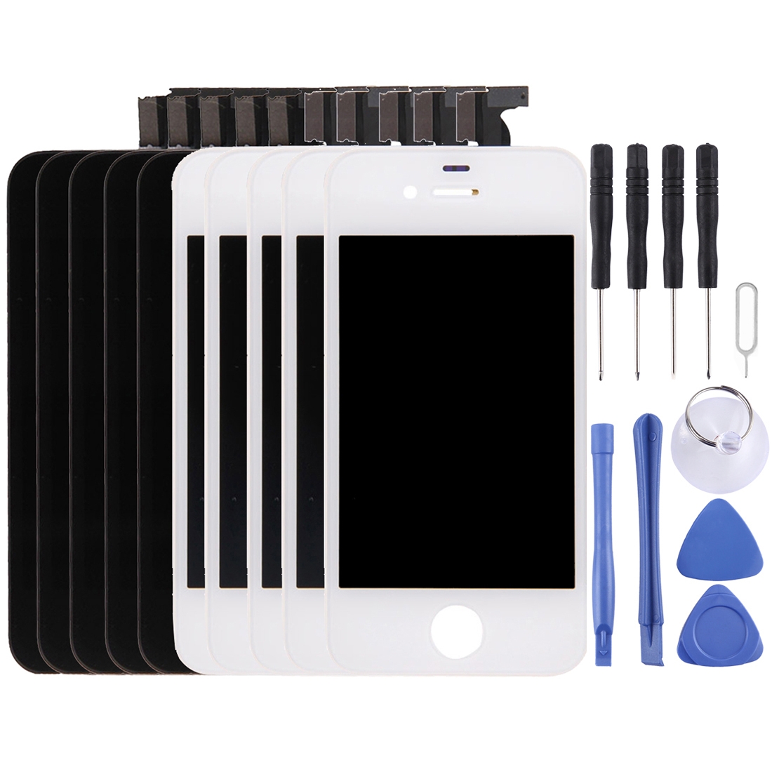 5 PCS Black + 5 PCS White Digitizer Assembly (LCD + Frame + Touch Pad) for iPhone 4S - Shopkiz.com