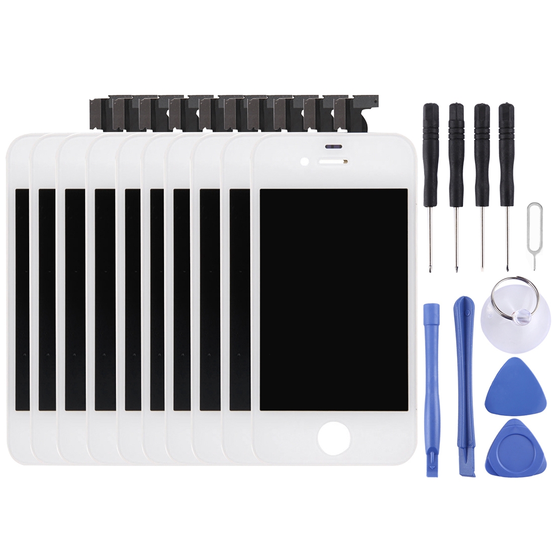 10 PCS Digitizer Assembly (LCD + Frame + Touch Pad) for iPhone 4S(White) - Shopkiz.com