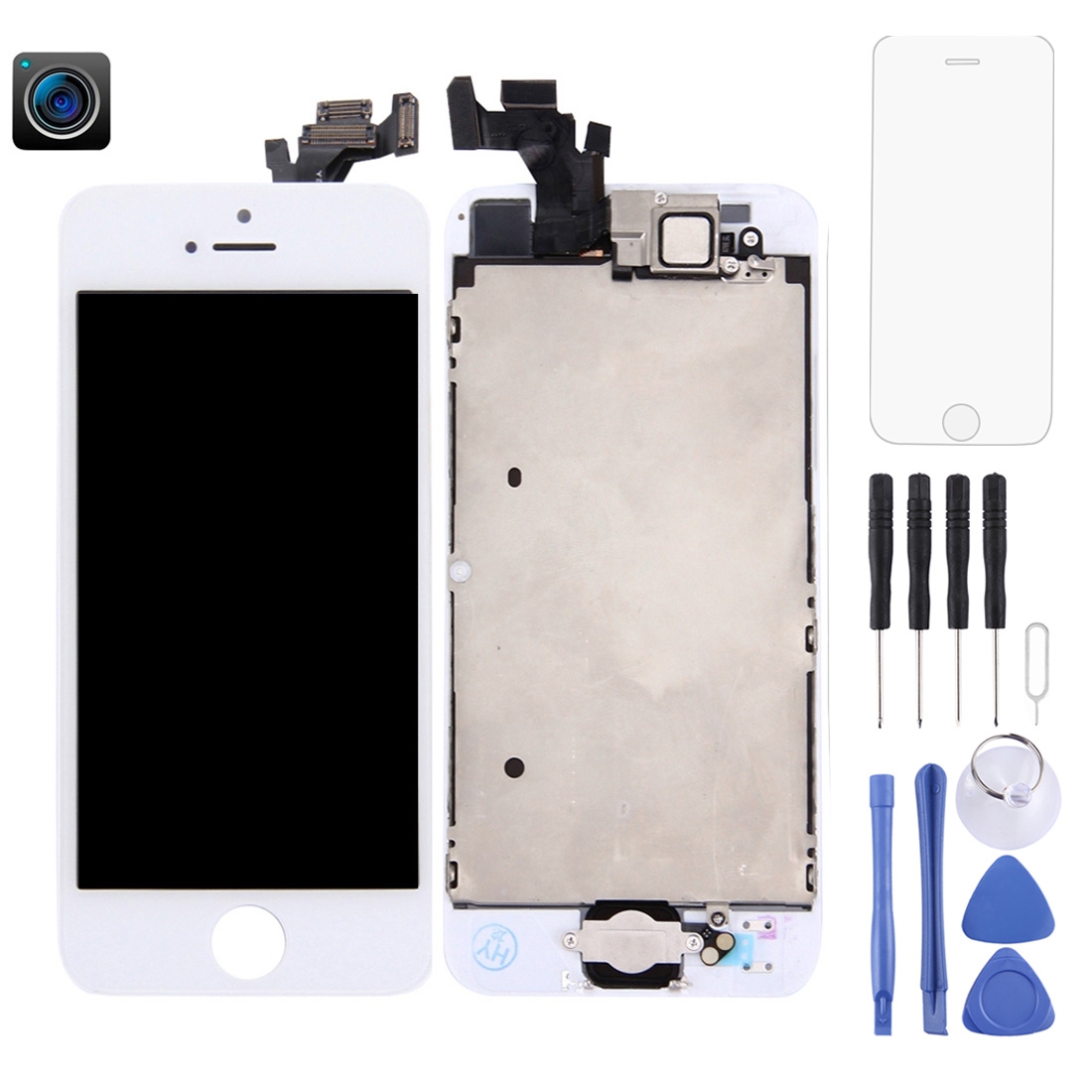 TFT LCD Screen with Front Camera for iPhone 5 (White) - Shopkiz.com