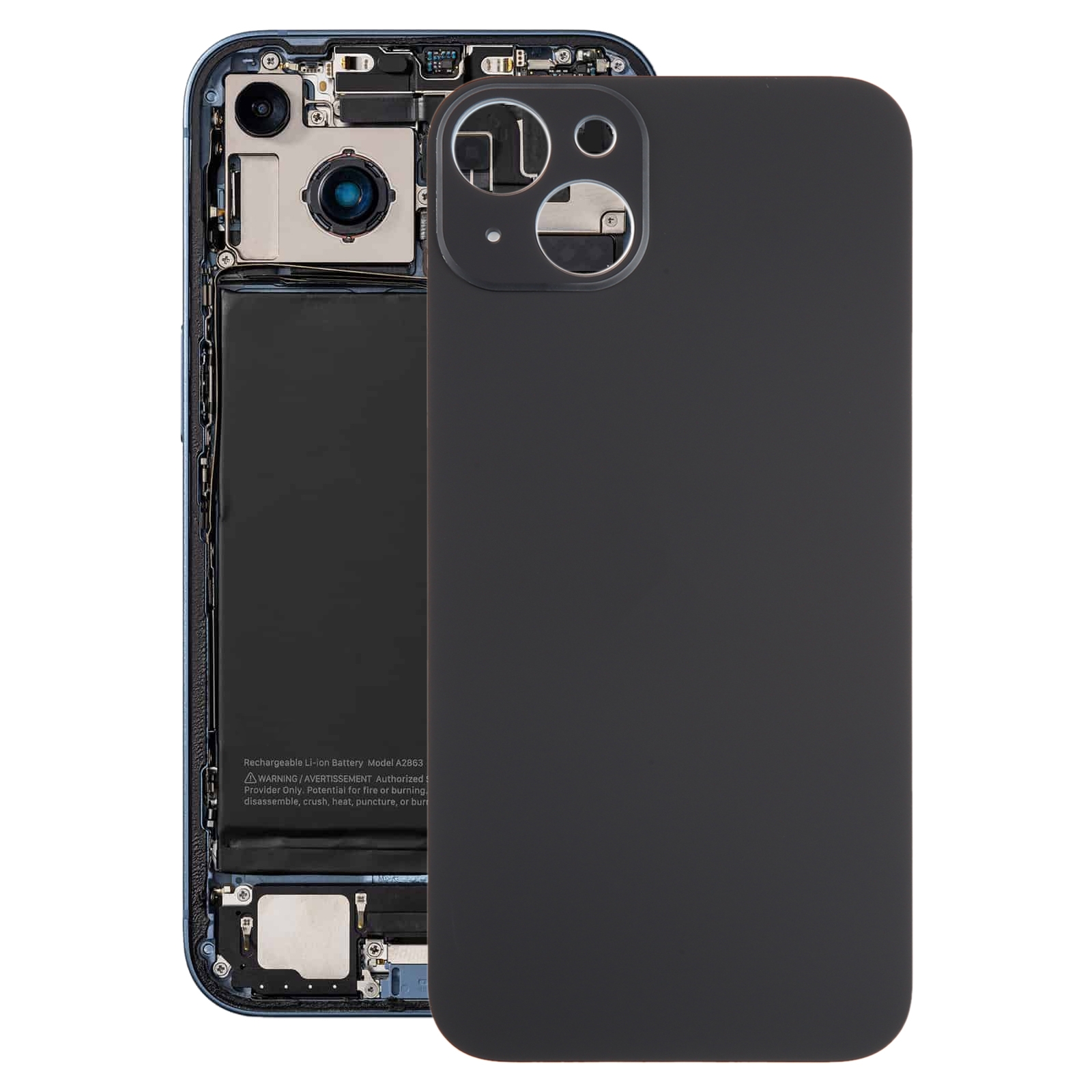 For iPhone 15 Plus Glass Battery Back Cover(Black) - Shopkiz.com