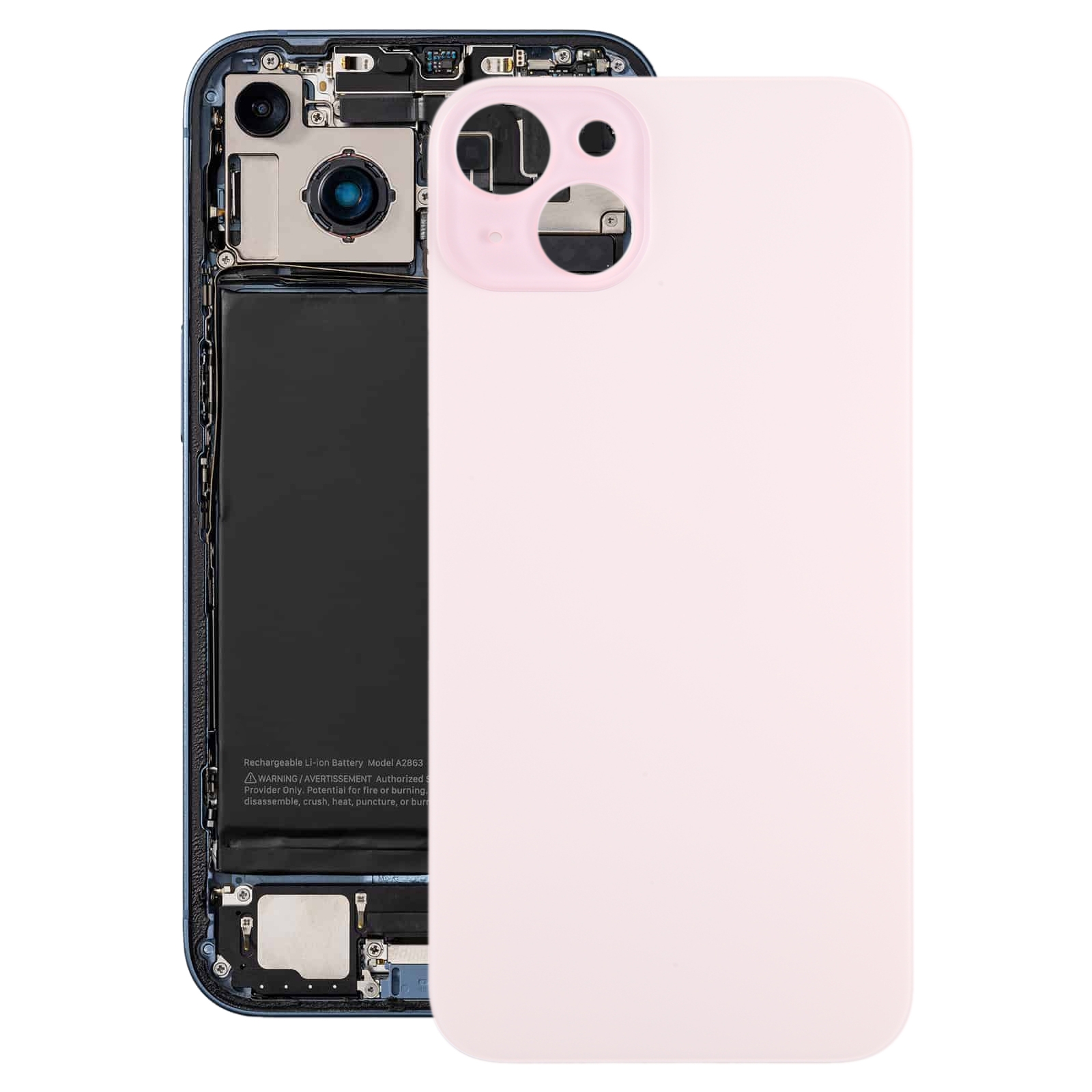 For iPhone 15 Plus Glass Battery Back Cover(Pink) - Shopkiz.com