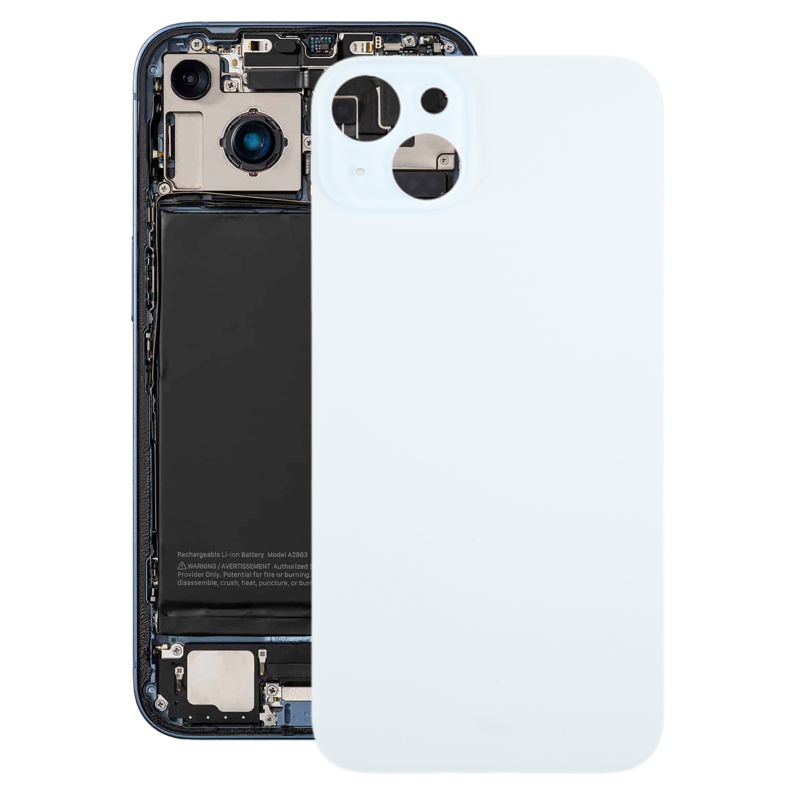 For iPhone 15 Plus Glass Battery Back Cover(Blue) - Shopkiz.com
