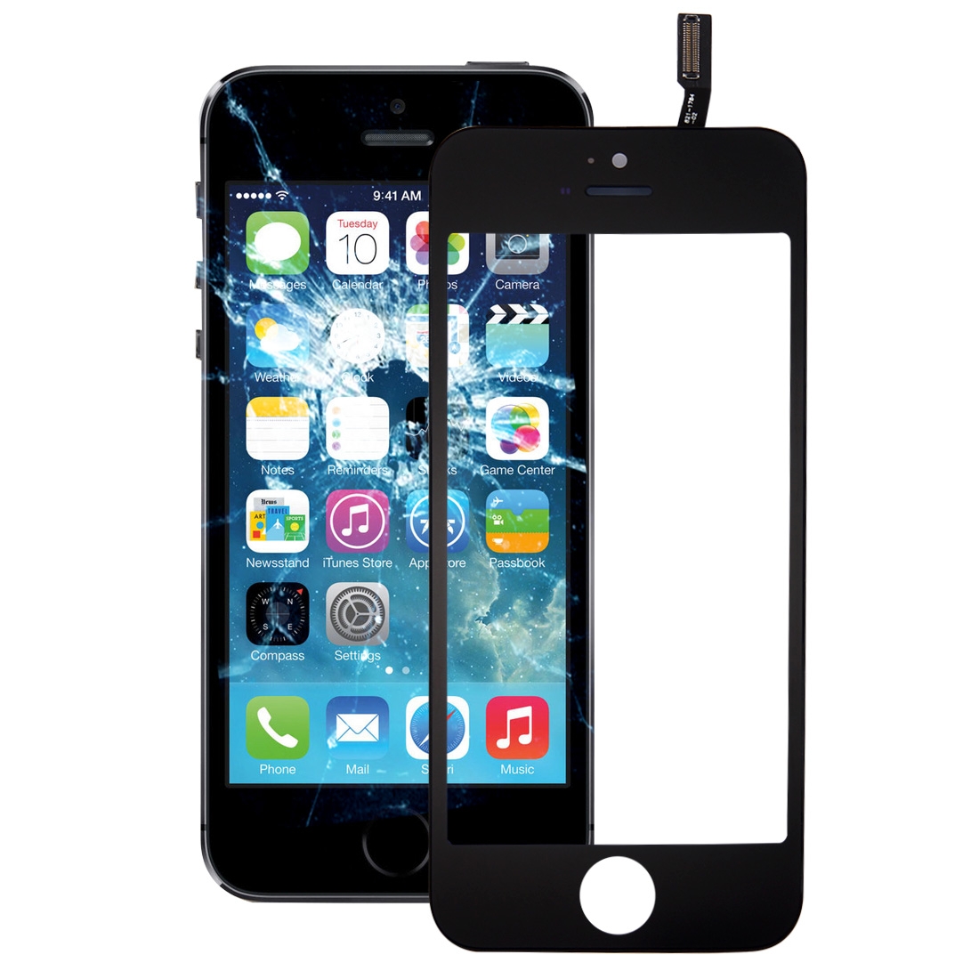 Touch Panel with Front LCD Screen Bezel Frame & OCA Optically Clear Adhesive for iPhone 5S(Black) - Shopkiz.com
