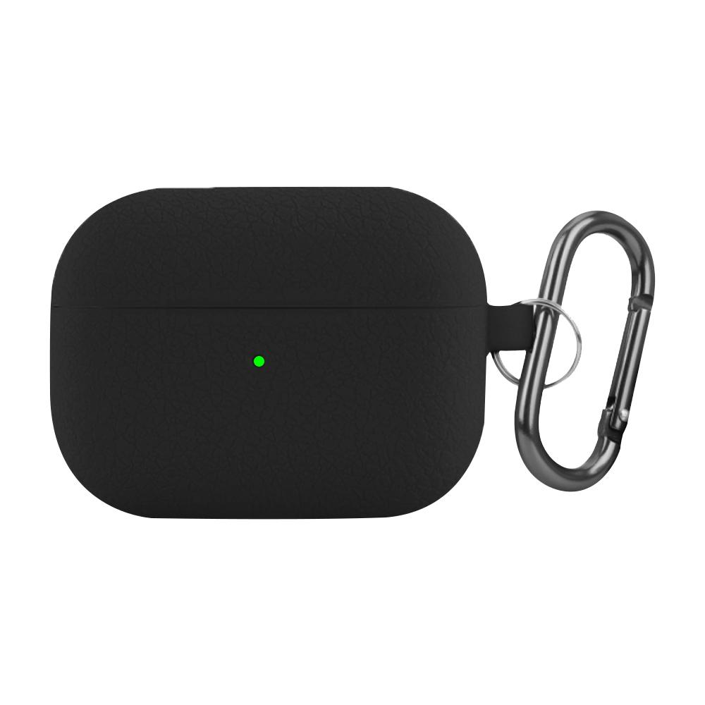 For AirPods Pro Litchi Texture Silicone Wireless Earphone Protective Case(Black) - Shopkiz.com