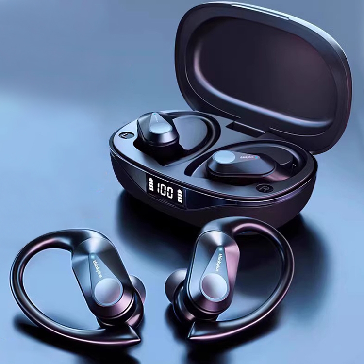 Lenovo LP75 IPX5 Waterproof Ear-mounted Bluetooth Earphone with LED Digital Display (Black) - Shopkiz.com
