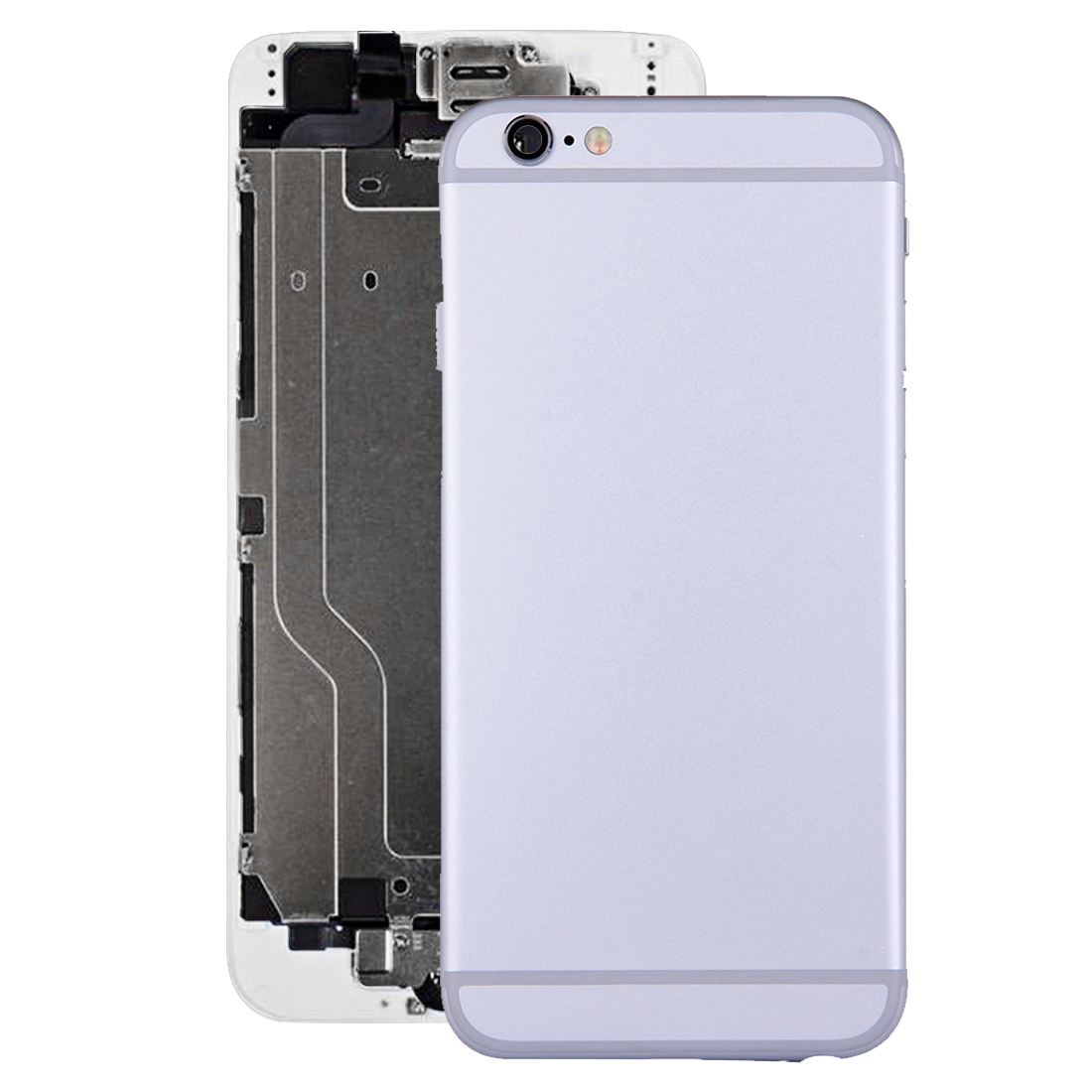 Full Housing Back Cover with Power Button & Volume Button Flex Cable for iPhone 6(Silver) - Shopkiz.com