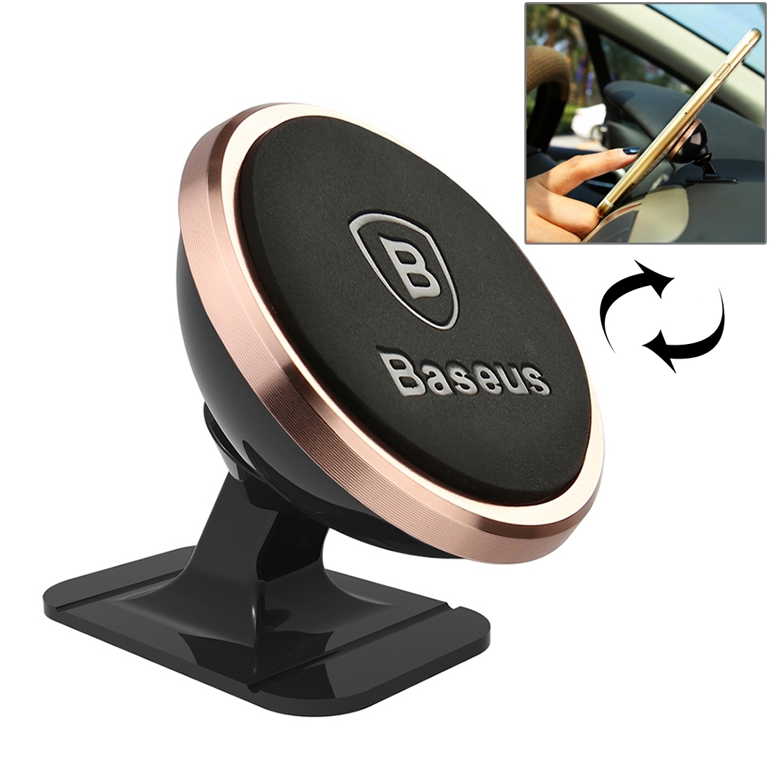 [US Warehouse] Baseus 360 Degree Rotatable Universal Magnetic Mount Holder with Sticker for iPhone, Galaxy, Huawei, Xiaomi, LG, HTC and Other Smart