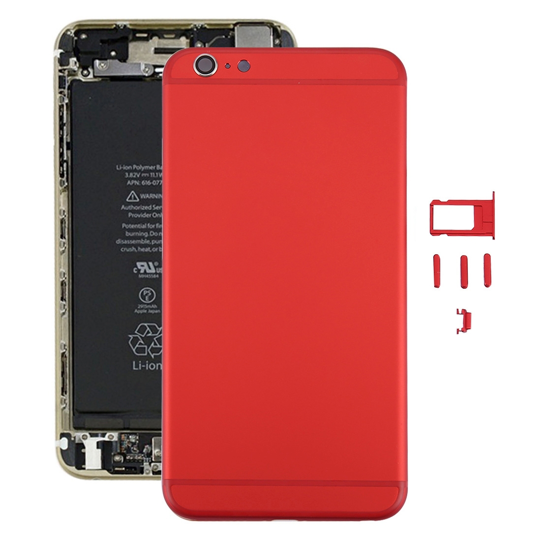 6 in 1 for iPhone 6 Plus (Back Cover (Big Camera Hole) + Card Tray + Volume Control Key + Power Button + Mute Switch Vibrator Key + Sign) Full