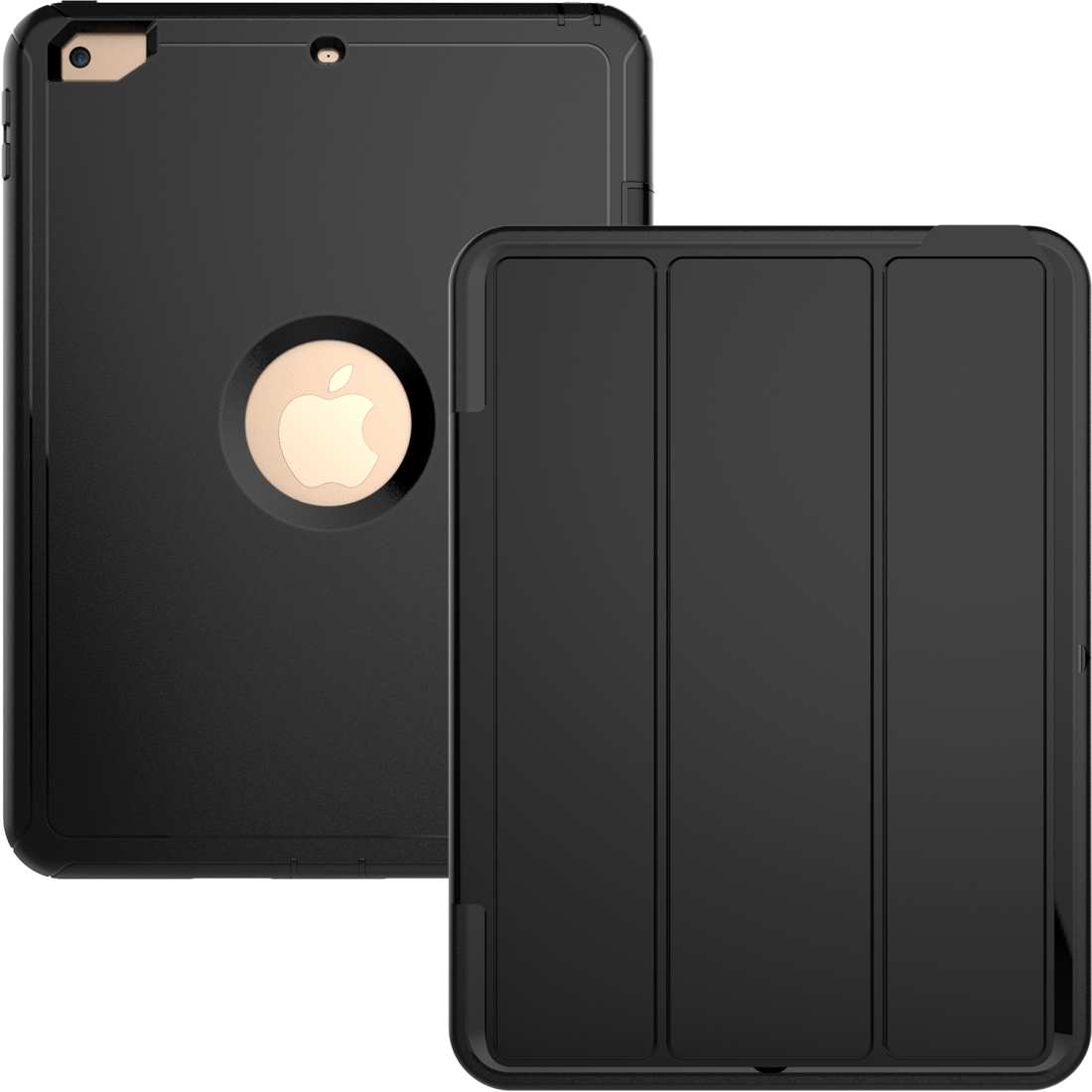 For iPad 9.7 (2018) & iPad 9.7 (2017) 3-fold Magnetic Protective Case with Smart Cover Auto-sleep & Awake Function(Black) - Shopkiz.com