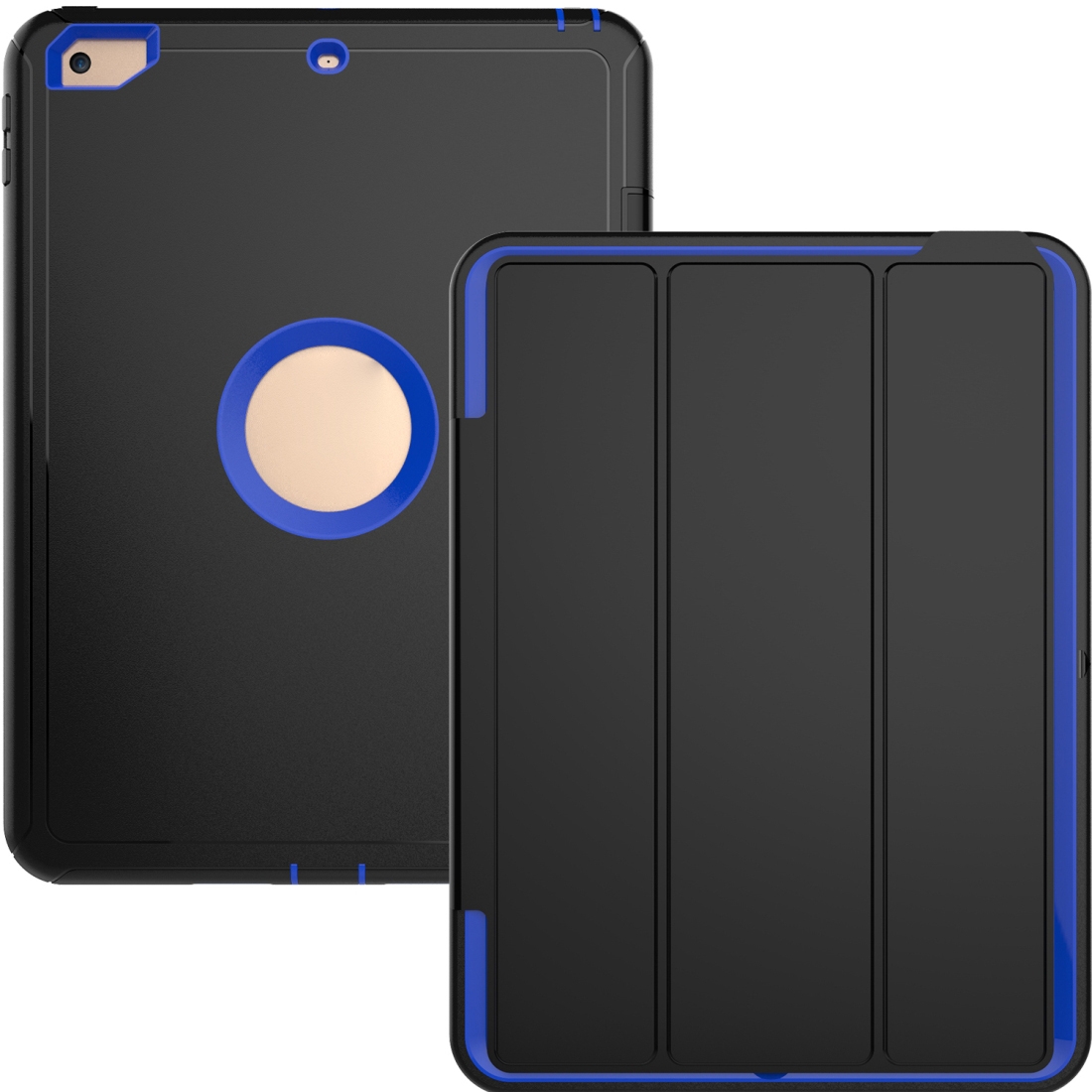 For iPad 9.7 (2018) & iPad 9.7 (2017) 3-fold Magnetic Protective Case with Smart Cover Auto-sleep & Awake Function(Blue) - Shopkiz.com
