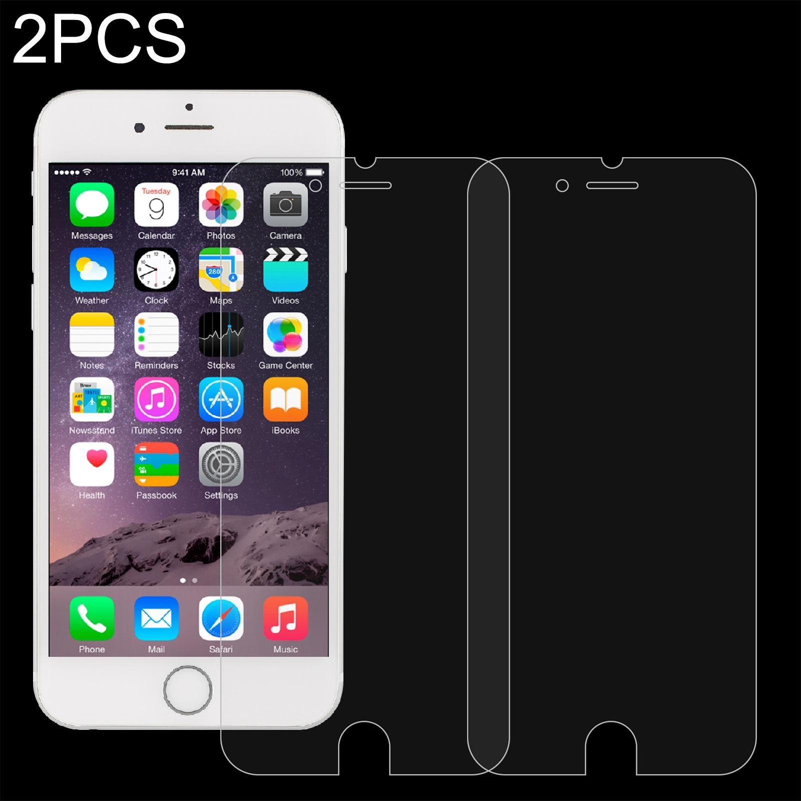 2 PCS for iPhone 8 / 7 / 6 / 6S 0.26mm 9H Surface Hardness 2.5D Explosion-proof Tempered Glass Non-full Screen Film - Shopkiz.com
