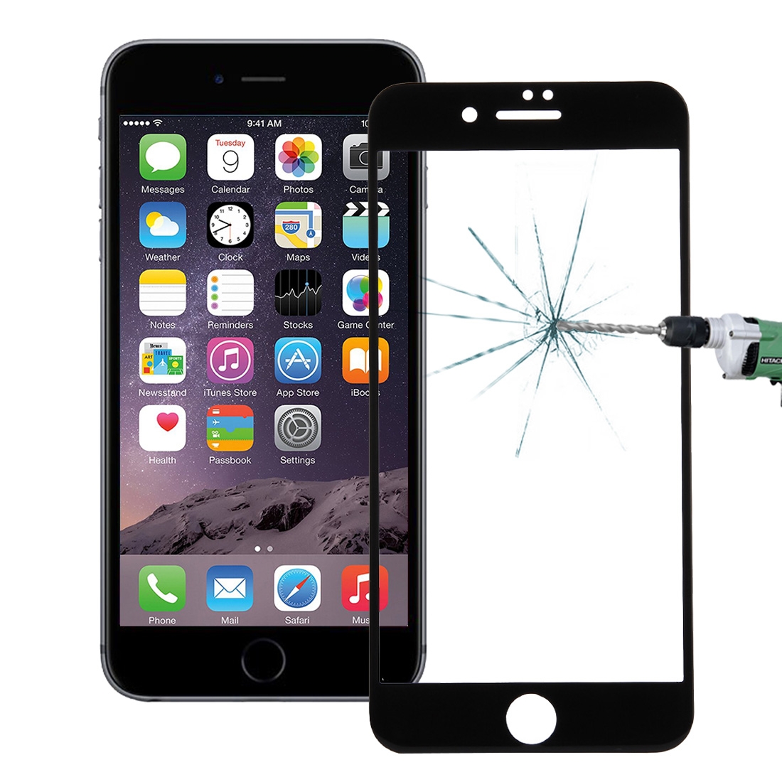 For iPhone 8 / 7 0.26mm 9H Surface Hardness 10D Curved Explosion-proof Colorized Silk-screen Tempered Glass Full Screen Film(Black) - Shopkiz.com