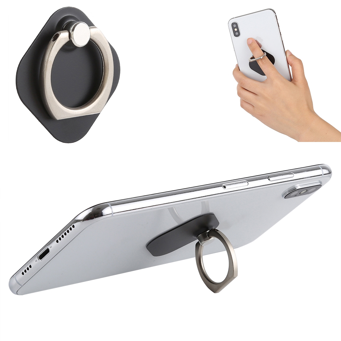 Ring Phone Metal Holder for iPad, iPhone, Galaxy, Huawei, Xiaomi, LG, HTC and Other Smart Phones (Black) - Shopkiz.com