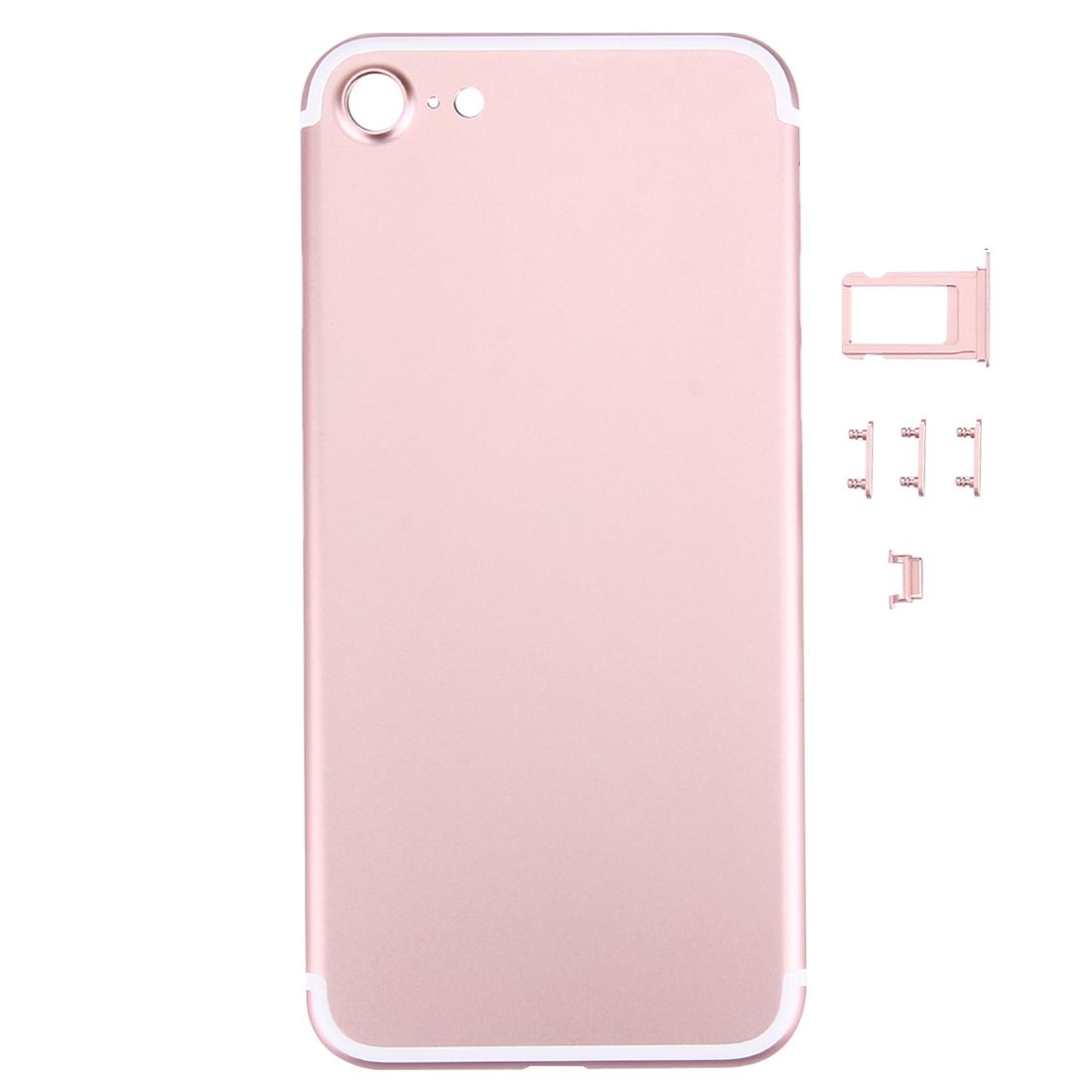 5 in 1 for iPhone 7 (Back Cover + Card Tray + Volume Control Key + Power Button + Mute Switch Vibrator Key) Full Assembly Housing Cover(Rose Gold) -