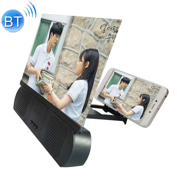 F9 10 inch Universal Chargeable Mobile Phone Screen Amplifier HD Video Amplifier with Silicone Suction Cup Stand & Bluetooth Speaker(Black) -