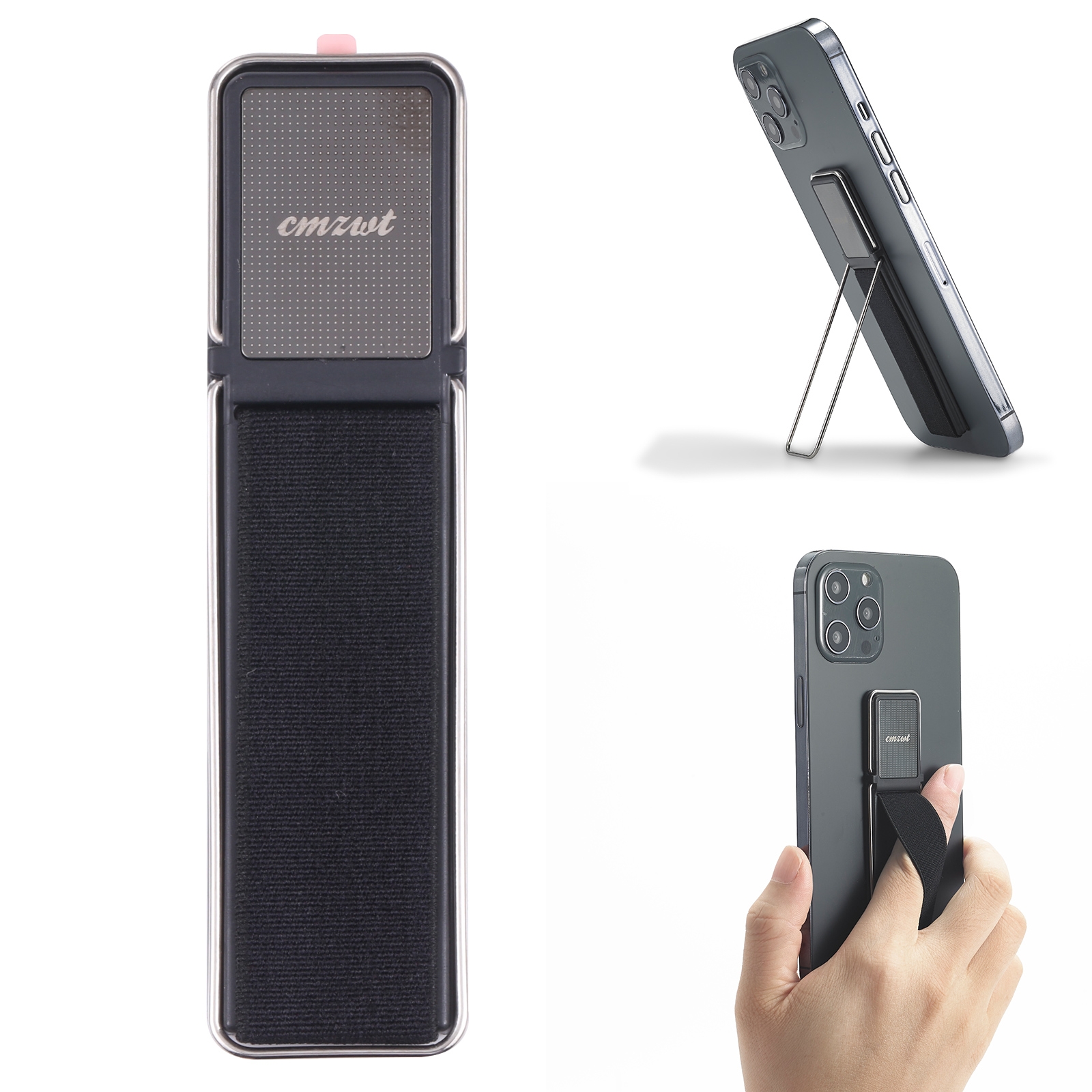 cmzwt CPS-030 Adjustable Folding Magnetic Mobile Phone Holder Bracket with Grip (Black) - Shopkiz.com