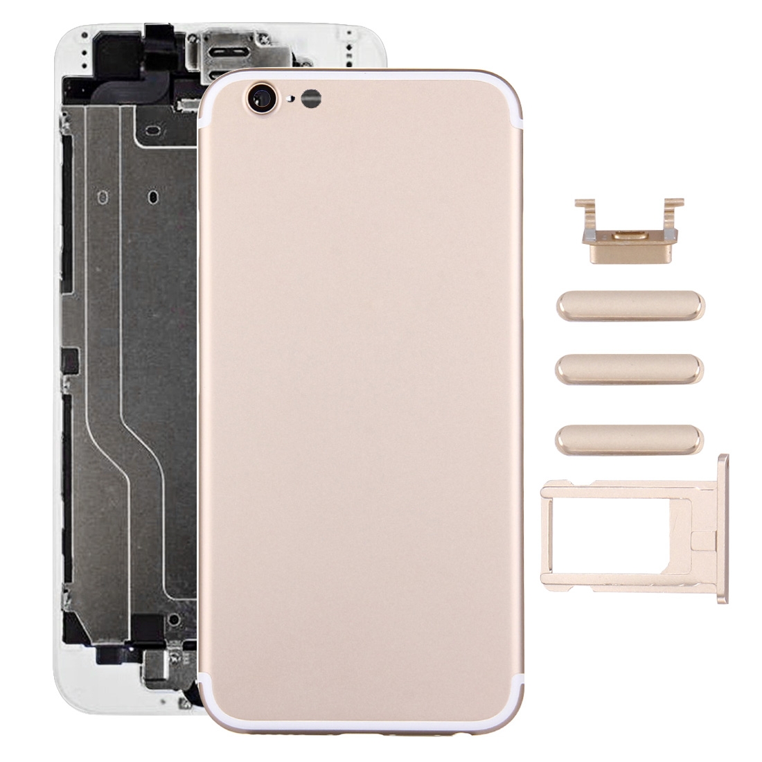 6 in 1 Full Assembly Metal Housing Cover with Appearance Imitation of iPhone 7 for iPhone 6, Including Back Cover & Card Tray & Volume Control Key &