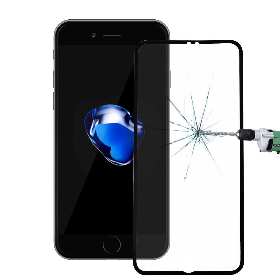 For iPhone 8 / 7 / 6 / 6s 0.26mm 9H Surface Hardness Explosion-proof Silk-screen Tempered Glass Full Screen Film with Colored Sides(Black) -