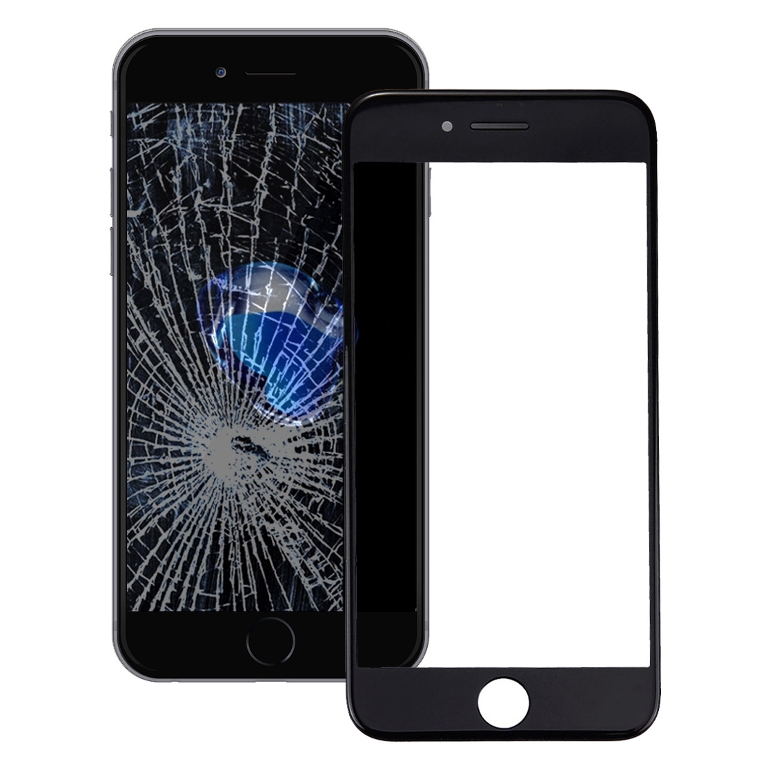 Front Screen Outer Glass Lens with Front LCD Screen Bezel Frame for iPhone 7 Plus (Black) - Shopkiz.com