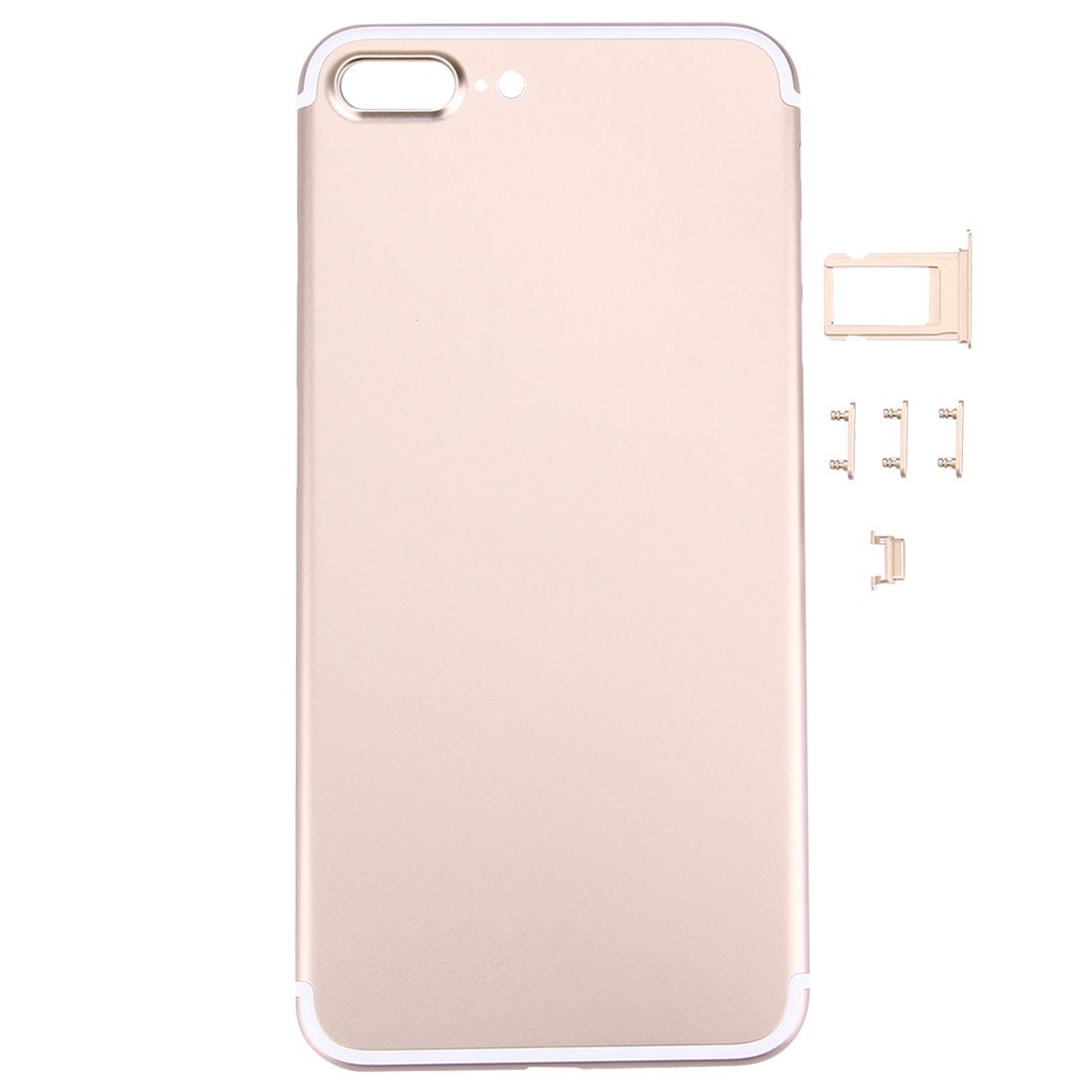 5 in 1 for iPhone 7 Plus (Back Cover + Card Tray + Volume Control Key + Power Button + Mute Switch Vibrator Key) Full Assembly Housing Cover(Gold) -