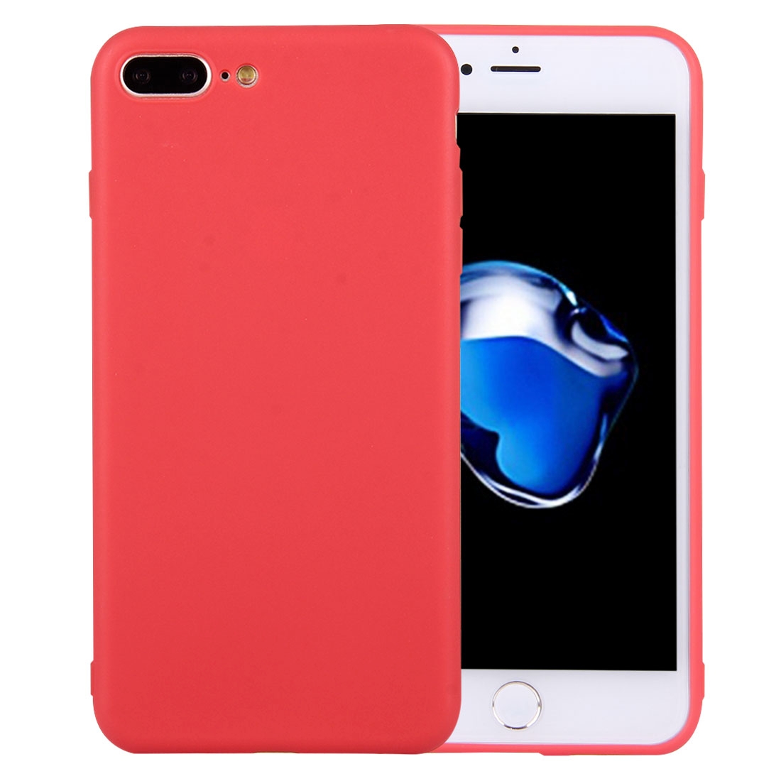 For iPhone 8 Plus & 7 Plus Solid Color TPU Protective Case Without Round Hole(Red) - Shopkiz.com