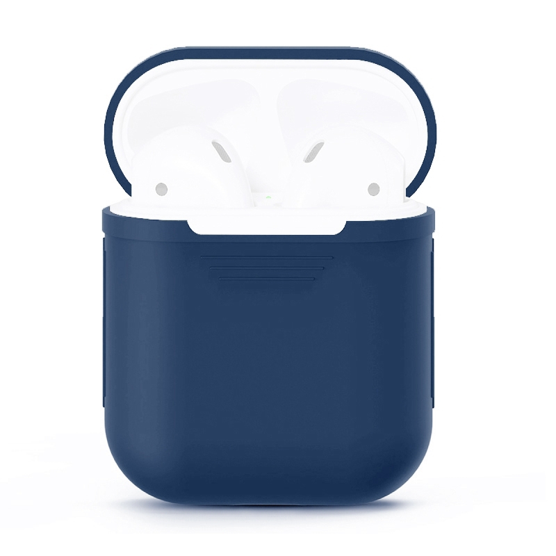 Portable Wireless Bluetooth Earphone Silicone Protective Box Anti-lost Dropproof Storage Bag for Apple AirPods 1/2(Earphone is not Included)(Dark