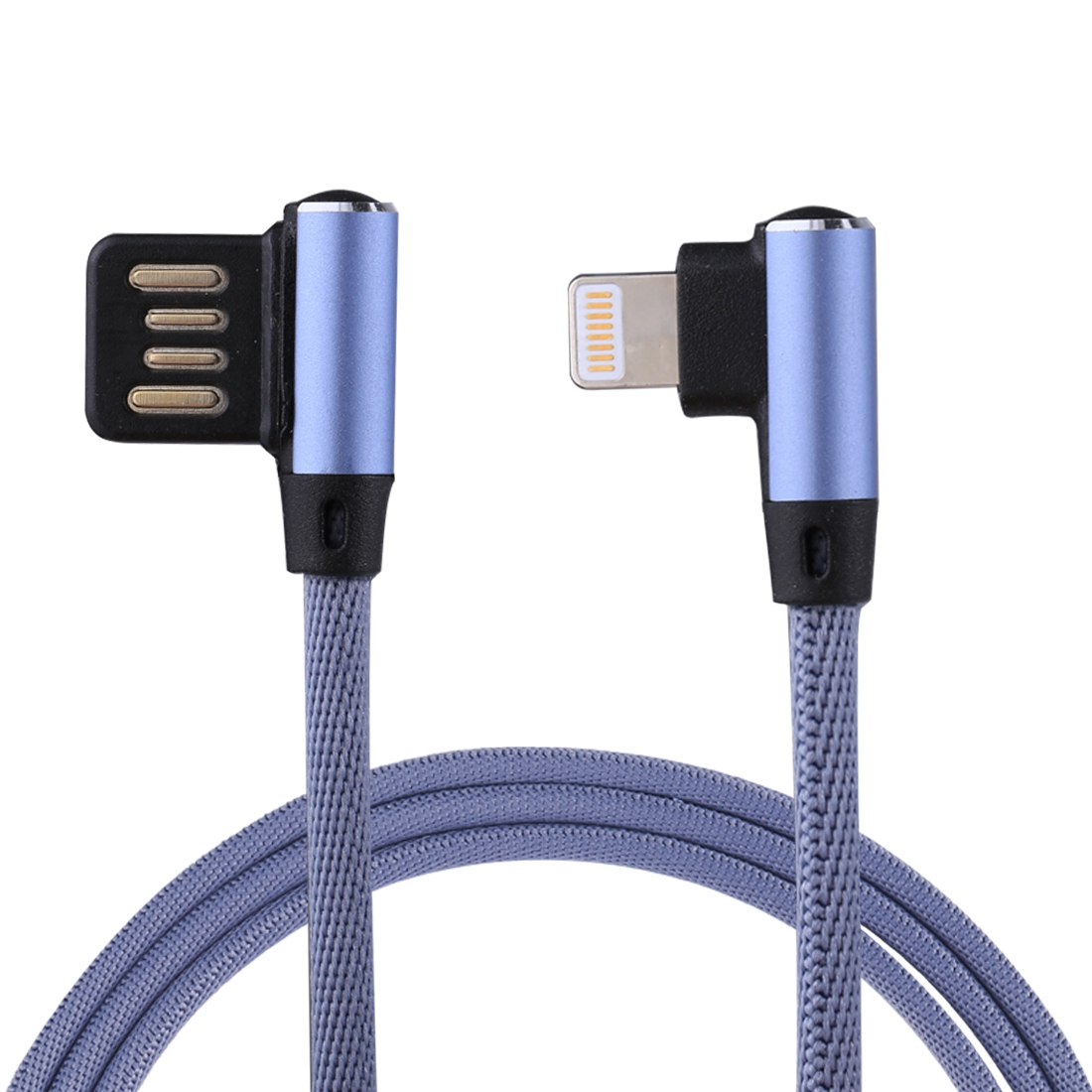 1m 2.4A Output USB to 8 Pin Double Elbow Design Nylon Weave Style Data Sync Charging Cable(Blue) - Shopkiz.com