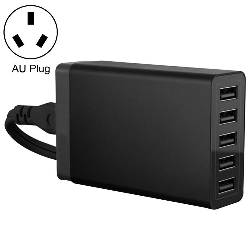XBX09 40W 5V 8A 5 USB Ports Quick Charger Travel Charger, AU Plug(Black) - Shopkiz.com