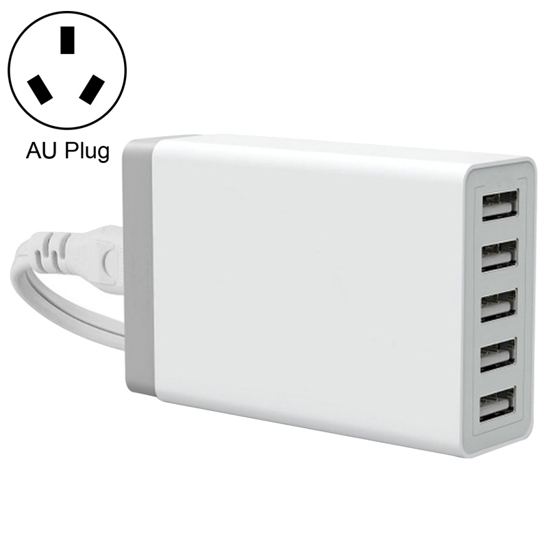 XBX09 40W 5V 8A 5 USB Ports Quick Charger Travel Charger, AU Plug(White) - Shopkiz.com