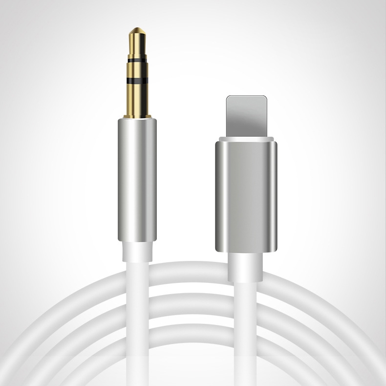 8 Pin to 3.5mm AUX Audio Adapter Cable, Length: 1m (White) - Shopkiz.com