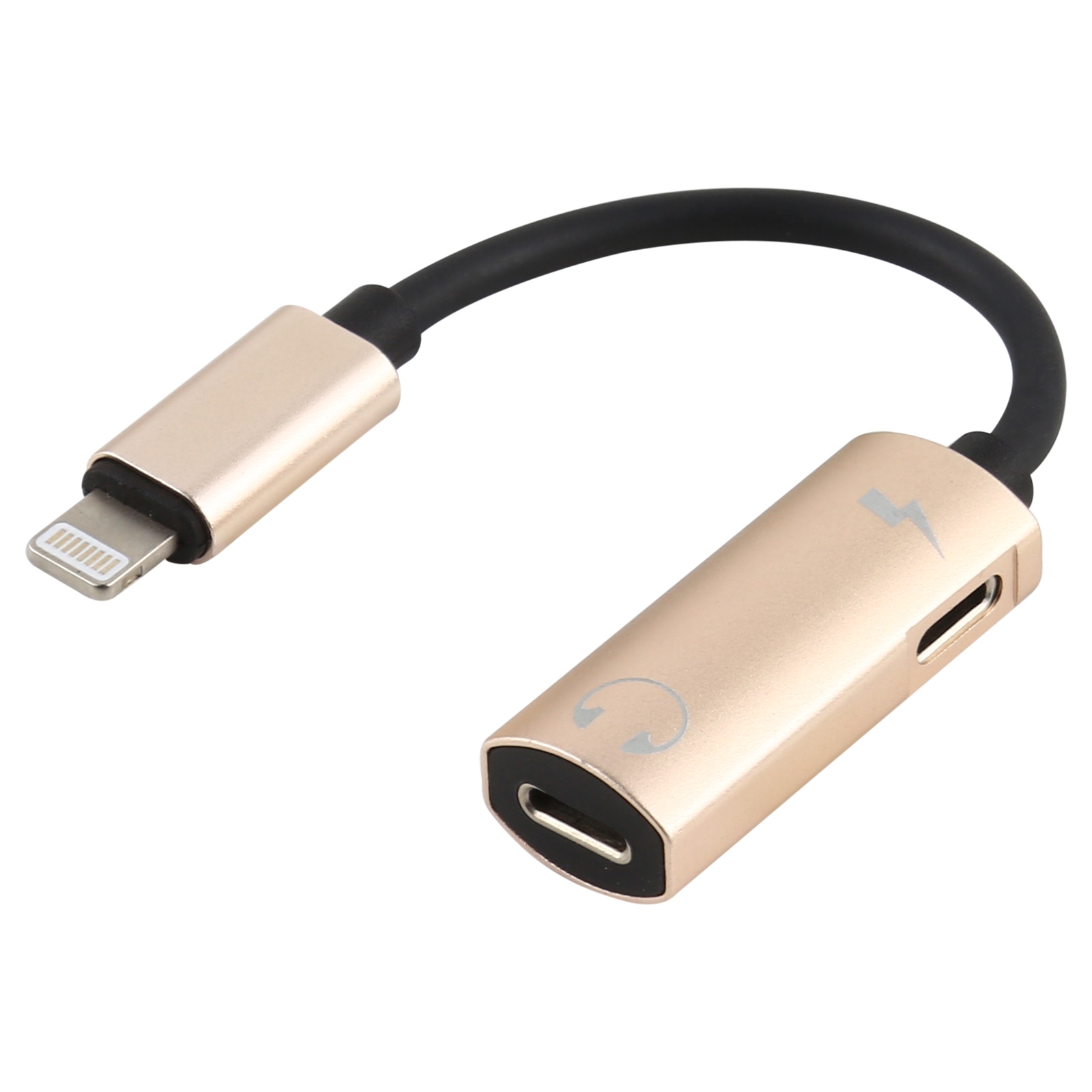 2 in 1 8 Pin Male to Dual 8 Pin Female Charging and Listening to Music Audio Earphone Adapter, Compatible with All IOS Systems(Gold) - Shopkiz.com