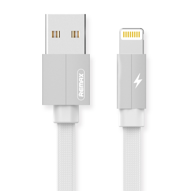 REMAX RC-094i 2m 2.4A USB to 8 Pin Aluminum Alloy Braid Fast Charging Data Cable (White) - Shopkiz.com
