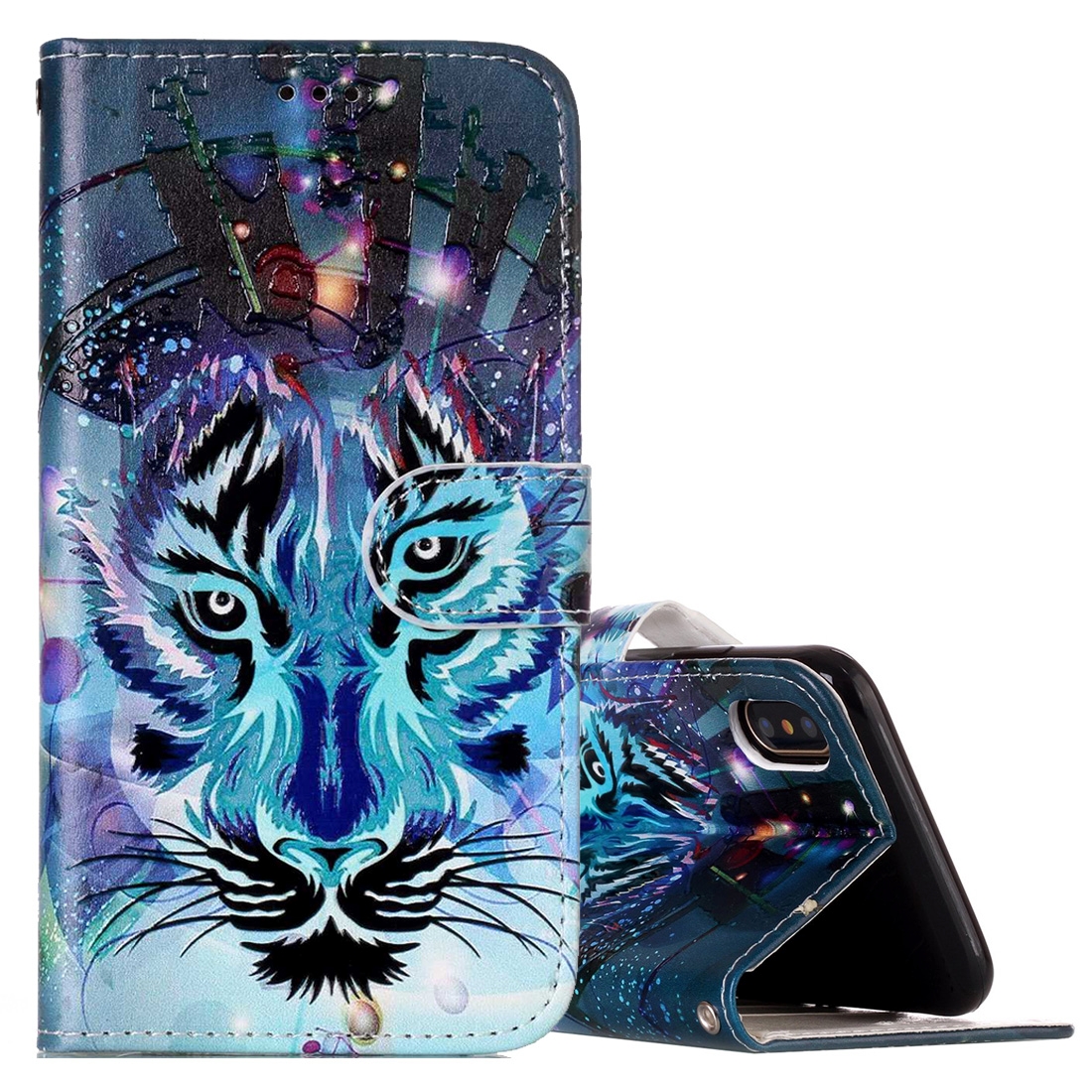 For iPhone X / XS Embossed Wolf Pattern Horizontal Flip Leather Case with Holder & Card Slots & Wallet & Photo Frame - Shopkiz.com