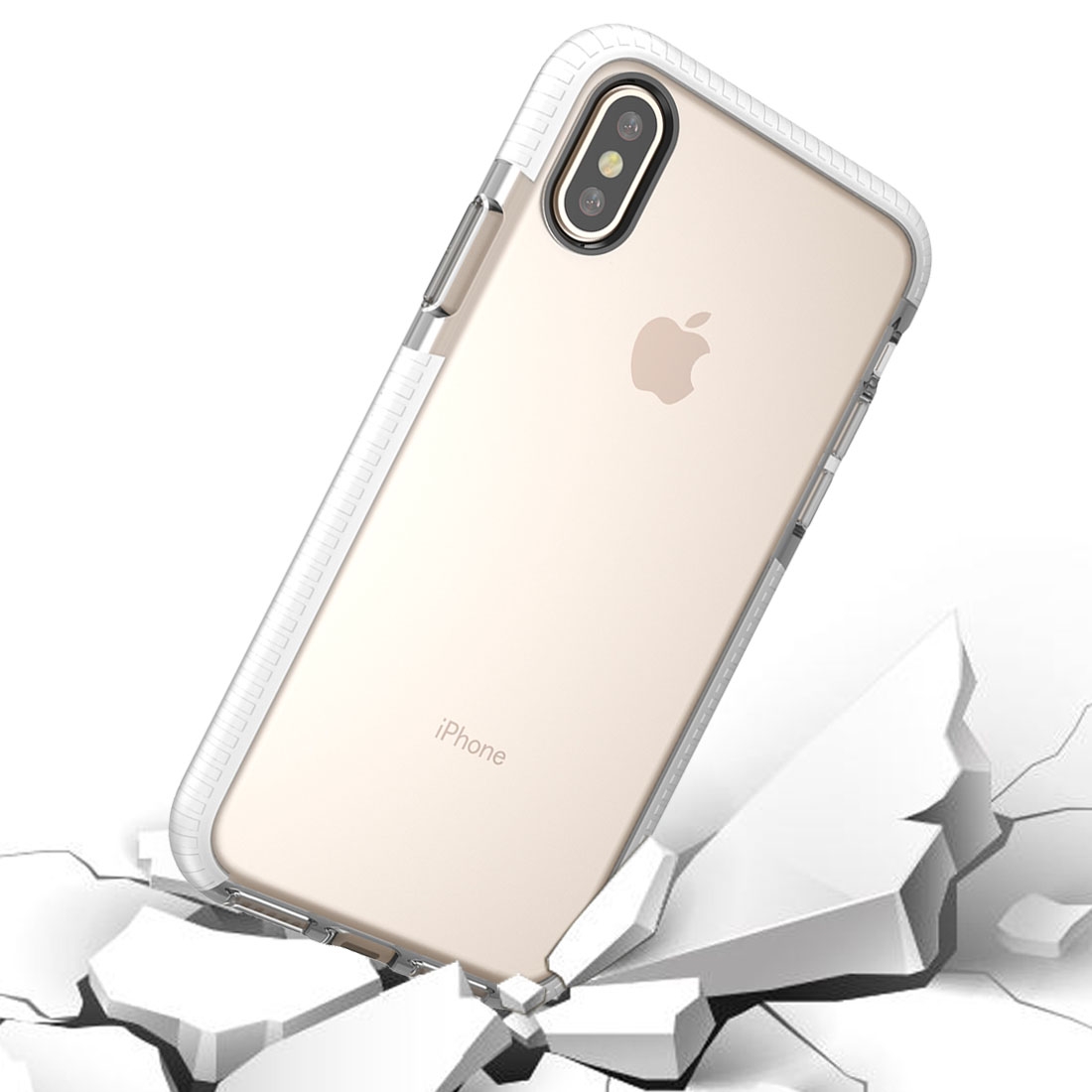 For iPhone X / XS Fashion Transparent Texture Anti-collision TPU Protective Case (Transparent) - Shopkiz.com