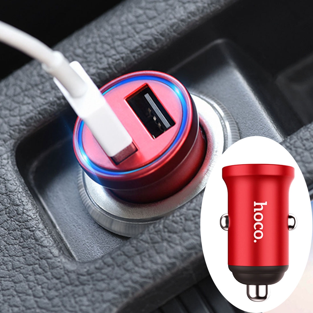 hoco Z20 4.8A Surpassing Dual-port Fast Car Charger, For iPhone, Galaxy, Sony, Lenovo, HTC, Huawei, and other Smartphones(Red) - Shopkiz.com