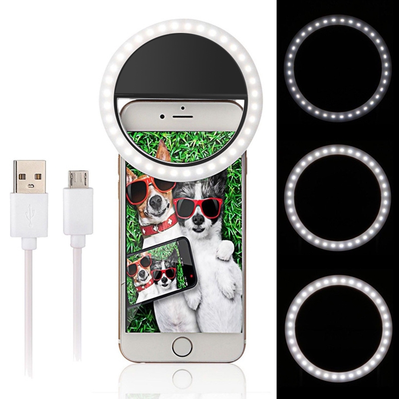 Android Charging Interface Mobile Phone Beauty LED Self-timer Fill Light(Black) - Shopkiz.com