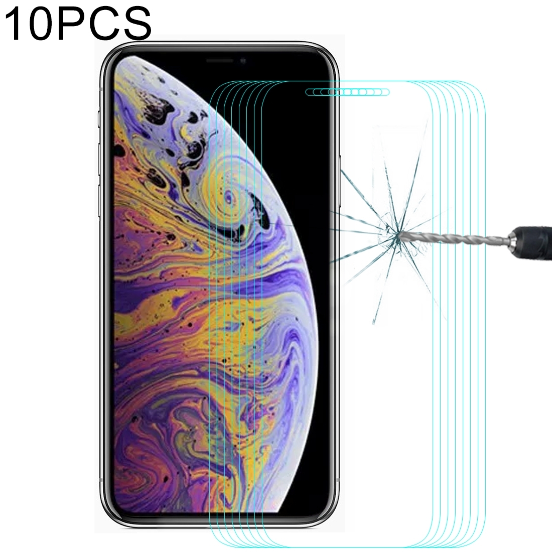 For iPhone 11 Pro Max / XS Max 10pcs ENKAY Hat-Prince 0.26mm 9H 2.5D Tempered Glass Film - Shopkiz.com