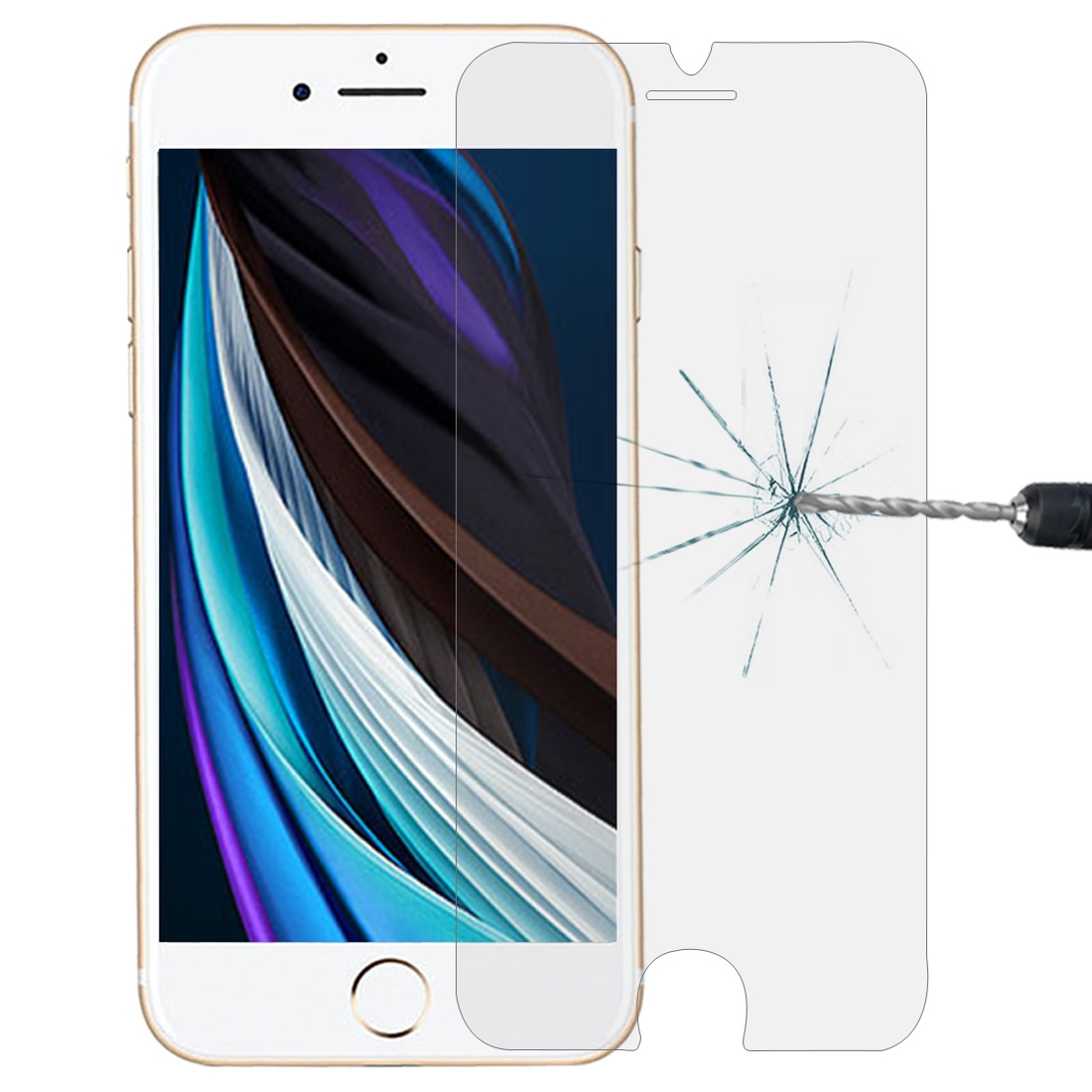 For iPhone SE 2022 / SE 2020 Large Arc EdgeTempered Glass Film - Shopkiz.com