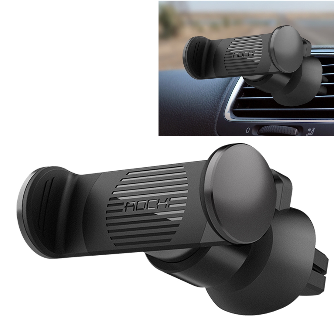 ROCK Universal Pro Air Vent Car Mount, For iPhone, Galaxy, Huawei, Xiaomi, Lenovo, Sony, LG, HTC and Other Smartphones(Grey) - Shopkiz.com