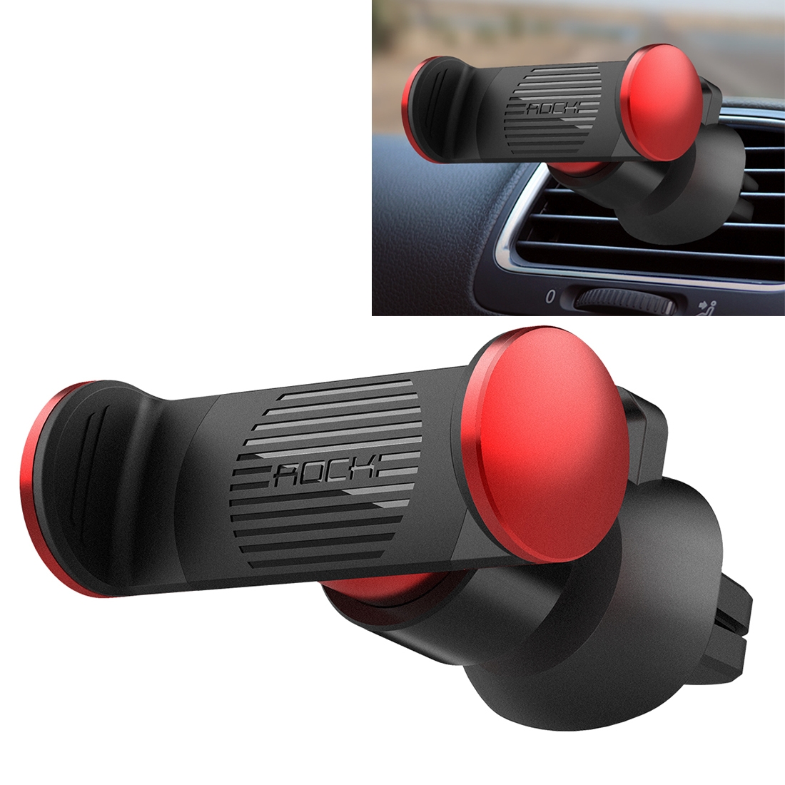ROCK Universal Pro Air Vent Car Mount, For iPhone, Galaxy, Huawei, Xiaomi, Lenovo, Sony, LG, HTC and Other Smartphones(Red) - Shopkiz.com