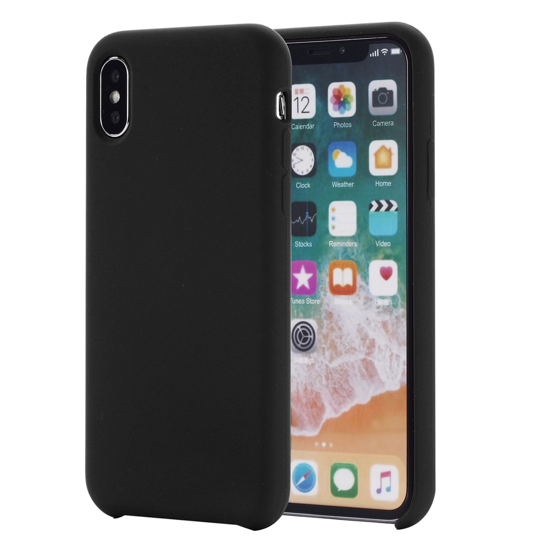For iPhone XS Max Four Corners Full Coverage Liquid Silicone Protective Case Back Cover (Black) - Shopkiz.com