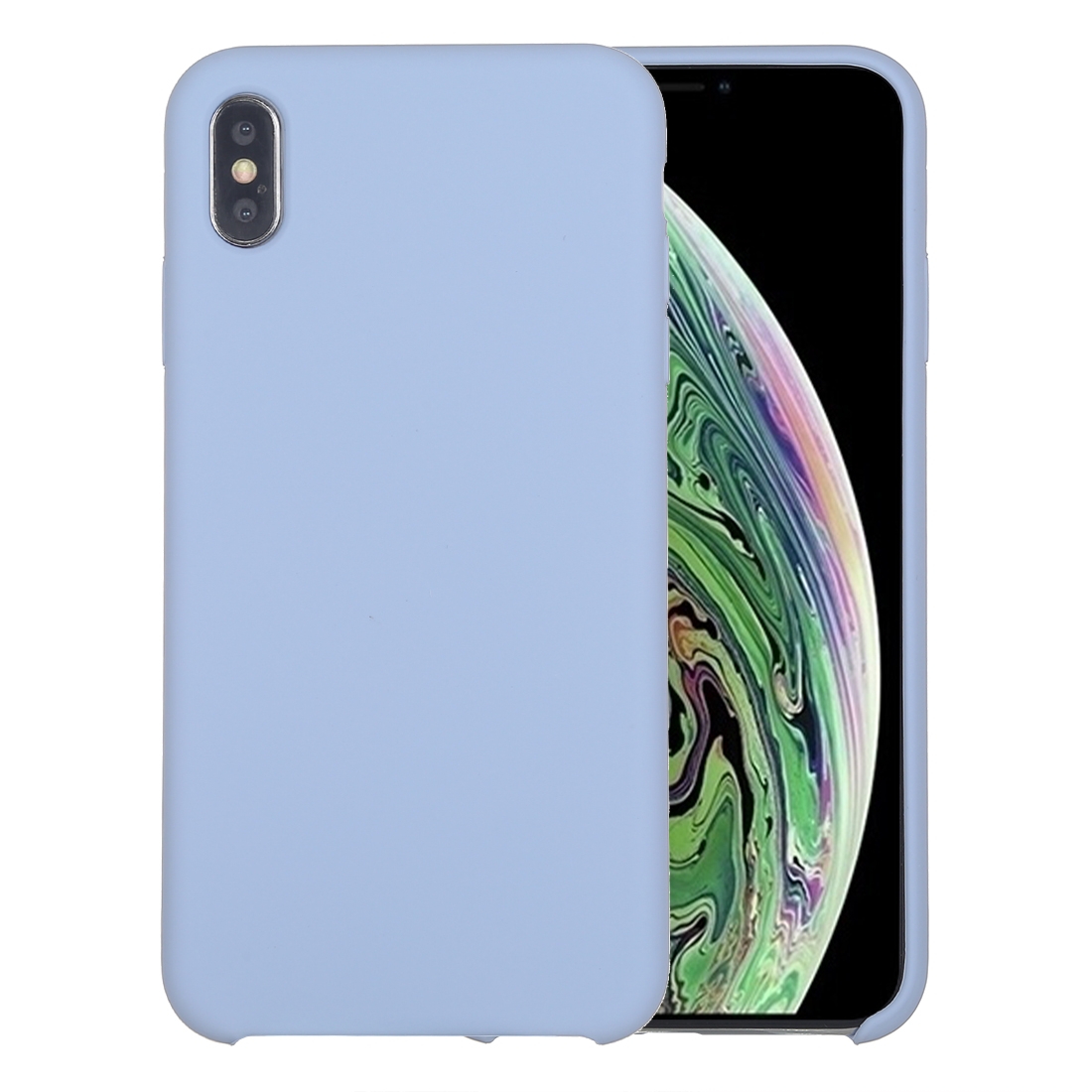 For iPhone XS Max Four Corners Full Coverage Liquid Silicone Protective Case Back Cover (Baby Blue) - Shopkiz.com