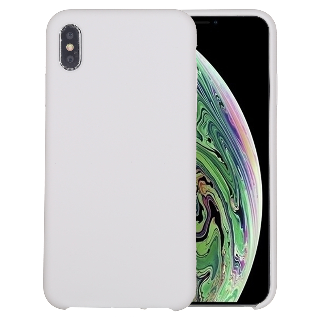 For iPhone XS Max Four Corners Full Coverage Liquid Silicone Protective Case Back Cover(White) - Shopkiz.com