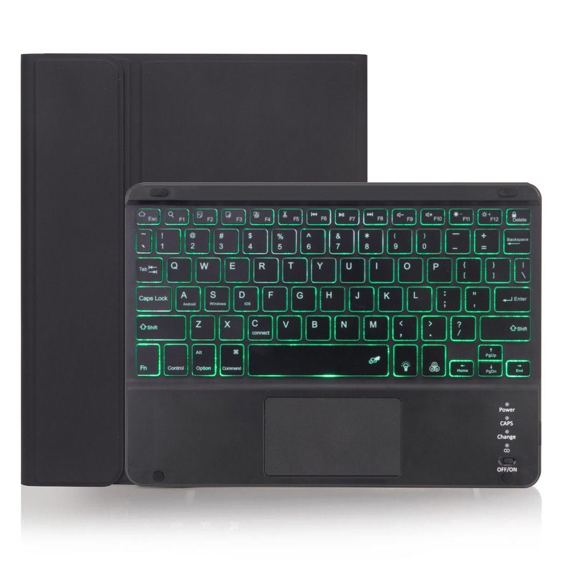 X-11BCS Skin Plain Texture Detachable Bluetooth Keyboard Tablet Case for iPad Pro 11 inch 2020 / 2018, with Touchpad & Pen Slot & Backlight (Black) -
