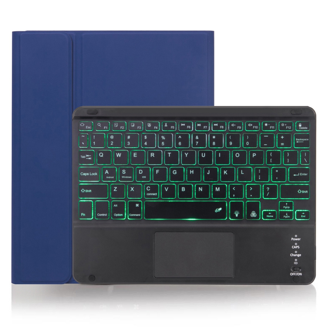 X-11BCS Skin Plain Texture Detachable Bluetooth Keyboard Tablet Case for iPad Pro 11 inch 2020 / 2018, with Touchpad & Pen Slot & Backlight (Blue) -