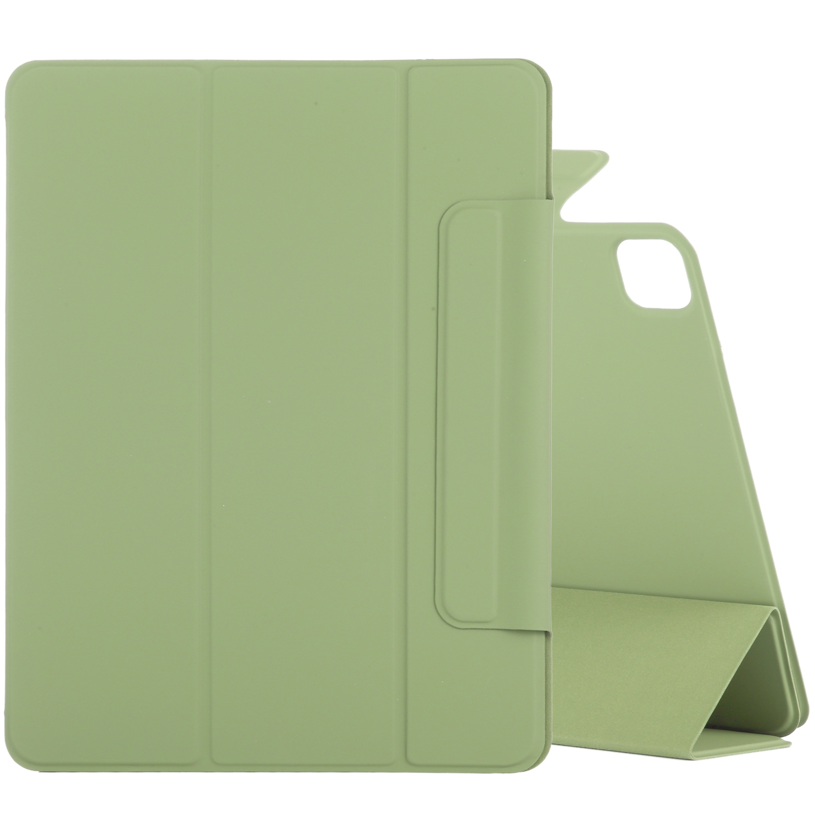 For iPad Air 13 2024 / 2025 / Pro 12.9 2020 Double-sided Magnetic Flip PU Leather Tablet Case With Holder & Sleep / Wake-up Function(Grass Green) -