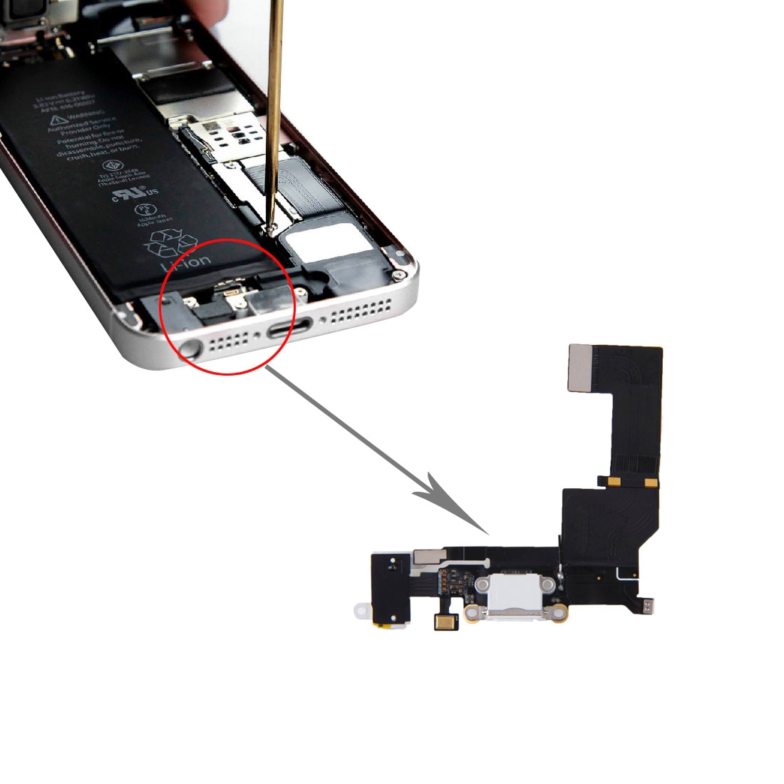 Original Charging Port + Audio Flex Cable for iPhone SE(White) - Shopkiz.com
